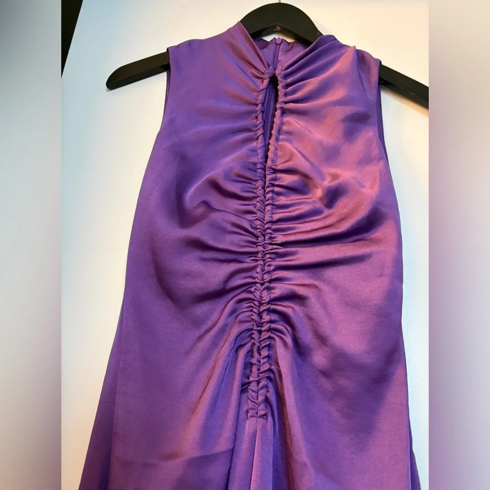 SANDRO - Titanic Ruched Dress in Violet - Picture 4 of 7